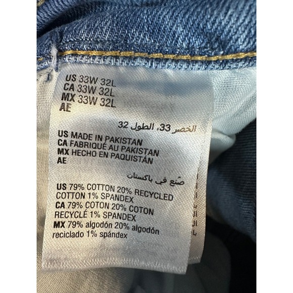 Sun + Stone Jeans Mens 33x32 Blue Distressed Patched Stretch Regular Fit - Picture 16 of 16